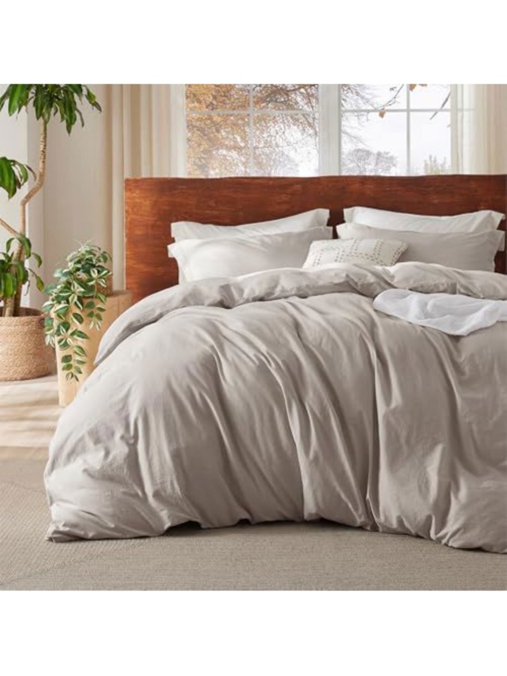 NEW Bedsure 100% Washed Cotton Duvet Cover King Size - Natural